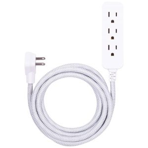 GE 3-Outlet Power Strip with 8ft Braided Cord & Surge Protection