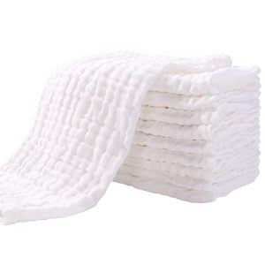 Yoofoss Muslin Burp Cloths – 10 Pack Organic Cotton