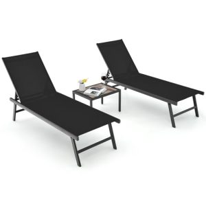 Tangkula 3-PC Patio Lounge Set - 6-Level Recline