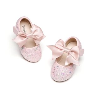 Tegeek Girls Mary Jane Ballet Flats - Toddler Party Shoes