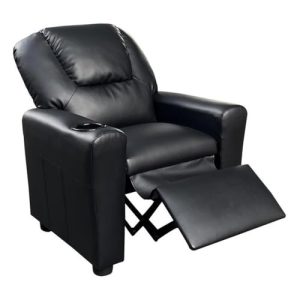 Kids Black PU Leather Recliner Chair - Ages 1-5