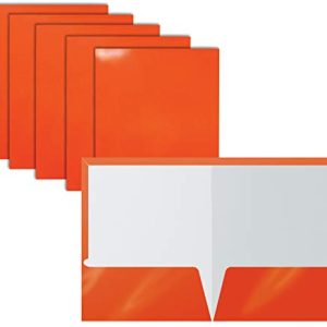 Better Office 25 Orange Laminated 2-Pocket Folders