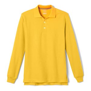 Unisex Long Sleeve Pique School Uniform Polo – Gold (4T)