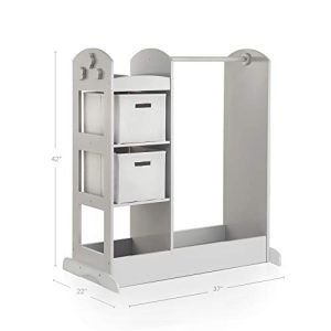 Kids Dress-Up Center & Toy Organizer with Mirror, Gray