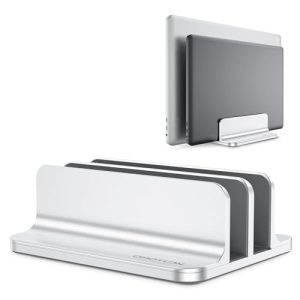 OMOTON Vertical Double Desktop Laptop Stand (Silver)