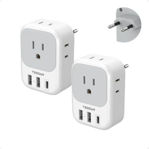 TESSAN 2-Pack European USB-C Travel Plug Adapter