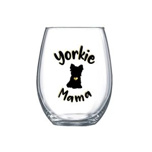 Best Yorkie Mom Stemless Wine Glass - Dog Mom Gift