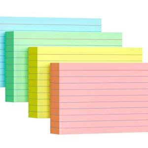 YIZUUN Colored Ruled Index Cards 3x5 - 200 Pack