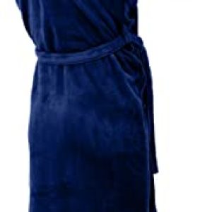Men’s NY Threads Plush Hooded Fleece Spa Bathrobe – Navy