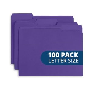 Blue Summit Purple File Folders | 100-Pack | 1/3 Cut Tab