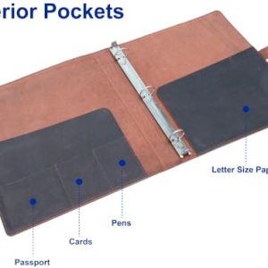 Fan&Ran Vintage Leather 1-Inch 3-Ring Binder, Snap Closure