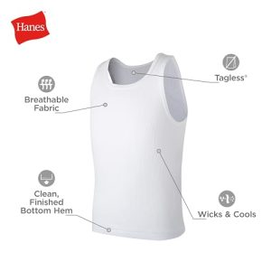 Hanes Boys’ EcoSmart Cotton Tank Undershirt Multi-Pack