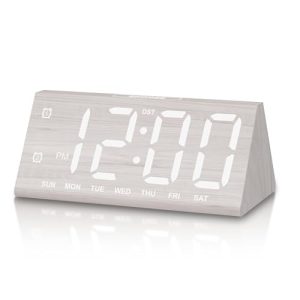 JALL Wooden Digital Alarm Clock – Large Digits & USB