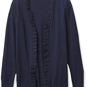 Girls' Uniform Ruffle Cardigan Sweater - Tidal Blue