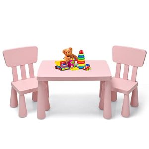 HONEY JOY Kids Table & Chair Set - Plastic & Pink