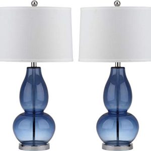 SAFAVIEH Mercurio Blue Glass Table Lamp Set (2-Pack)
