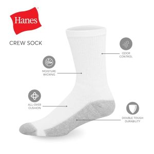 Hanes Men’s Double Tough Crew Socks (12-Pair)