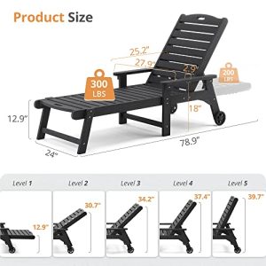 LUE BONA Outdoor Chaise Lounge Set of 2 – Adjustable HDPS