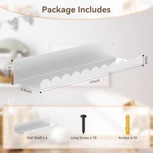 Gattlukd 17″ White Metal Floating Wall Shelves (4-Pack)