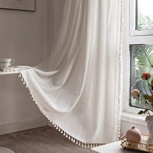 RoomTalks White Farmhouse Textured Curtains - Boho Chic