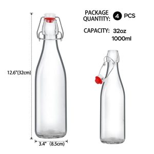 ZEBEIYU 32oz Swing Top Glass Bottles (4 Pack)