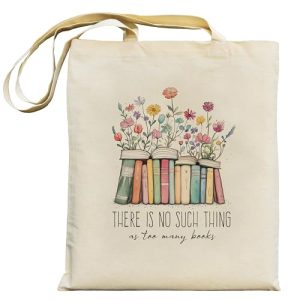 Book Lovers Canvas Tote Bag with Pocket - College & Gifts