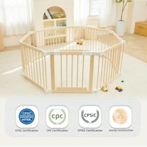 Foldable Wooden Baby Playpen – Safe Activity Center & Play Yard