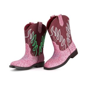 Kids Glow-in-the-Dark Western Glitter Cowboy Boots