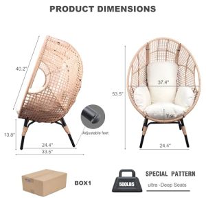 TQKVIPI Oversized Wicker Egg Chair – Indoor/Outdoor