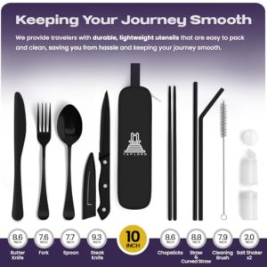 Taplord 10-Pc Portable Travel Silverware Set – Black