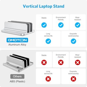 OMOTON Vertical Double Desktop Laptop Stand (Silver)