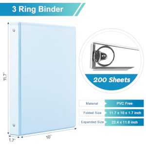 1-Inch 3-Ring Binders, 4 Pastel Colors, 200 Sheet Capacity