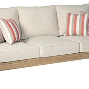 Ashley Clare View Coastal Outdoor Patio Eucalyptus Sofa