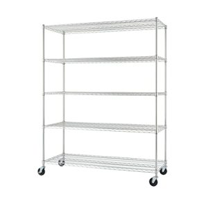 TRINITY TBFC-0931 5-Tier NSF Chrome Wire Shelving w/Wheels