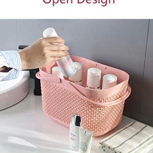 UUJOLY Pink Plastic Storage Baskets with Handles
