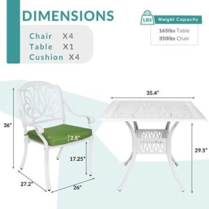 MEETWARM 5-Piece Cast Aluminum Patio Dining Set