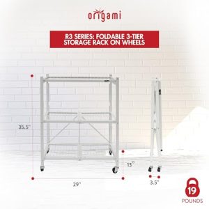 Origami R3 3-Tier Folding Garage Shelf – 750lbs White