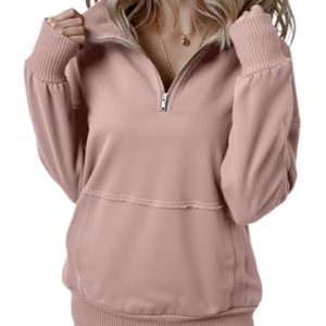 SHEWIN Women’s Half-Zip Pullover Sweatshirt – Trendy Fall