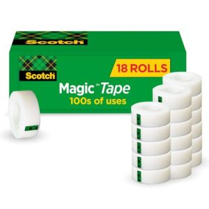 Scotch Magic Tape – Invisible, 18 Rolls, School & Office