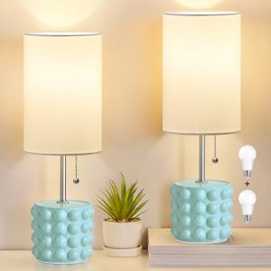 GyroVu Ceramic Table Lamp Set (2) - Modern Bedside & Desk