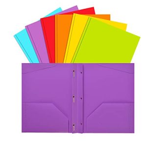 INFUN 6-Pack Heavy Duty Plastic Folders | Brads & Pockets