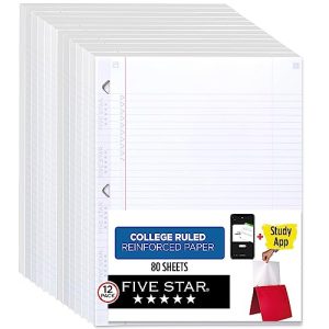 Five Star College Ruled Loose Leaf Paper + Study App