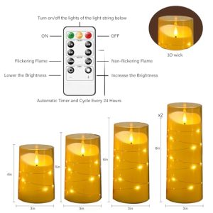 Gold Flameless Candles with Embedded Star String (Set of 5)