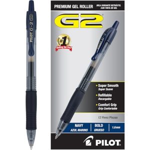 Pilot G2 Premium Gel Pens - Bold 1.0mm Navy Ink (12-Pack)