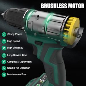INSPIRITECH 20V Brushless Cordless Drill Kit, 2 Batteries