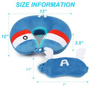 Superhero Memory Foam Travel Pillow with Eye Mask