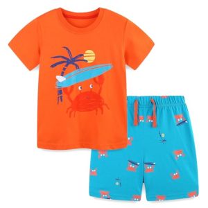 Toddler Boy Surfboard/Crab Tee & Shorts Set – Cotton
