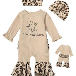 Newborn Leopard Print Ruffle Romper Set