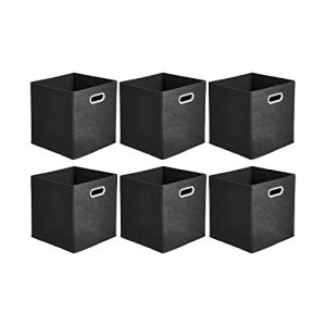 Amazon Basics 6-Pack Collapsible Cube Storage Bins, Black