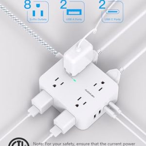 HANYCONY 8-Outlet Surge Protector with 4 USB Ports